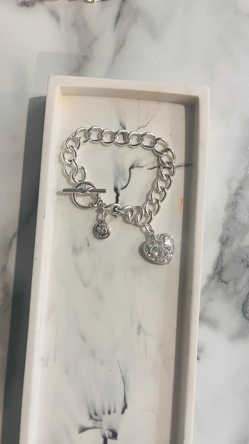 Chunky Chain Bracelet with Heart Charm