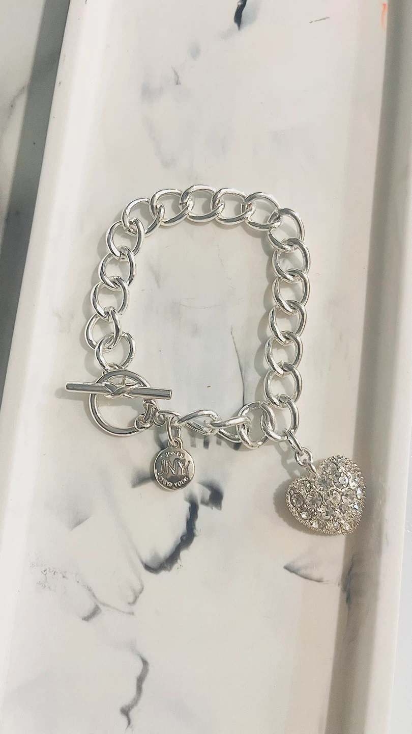 Chunky Chain Bracelet with Heart Charm - photo 2