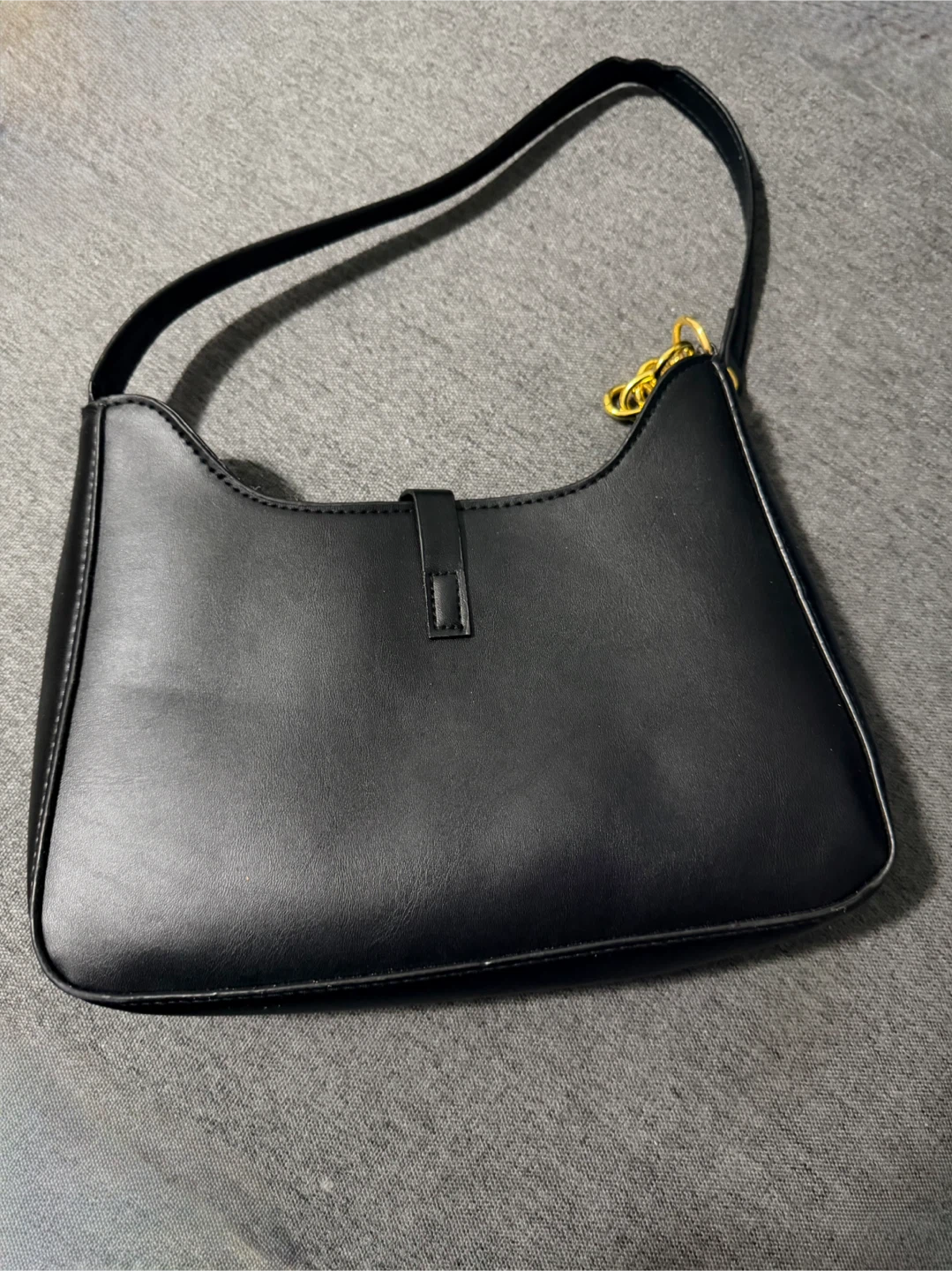 Black Shoulder Bag with Gold Hardware - photo 2