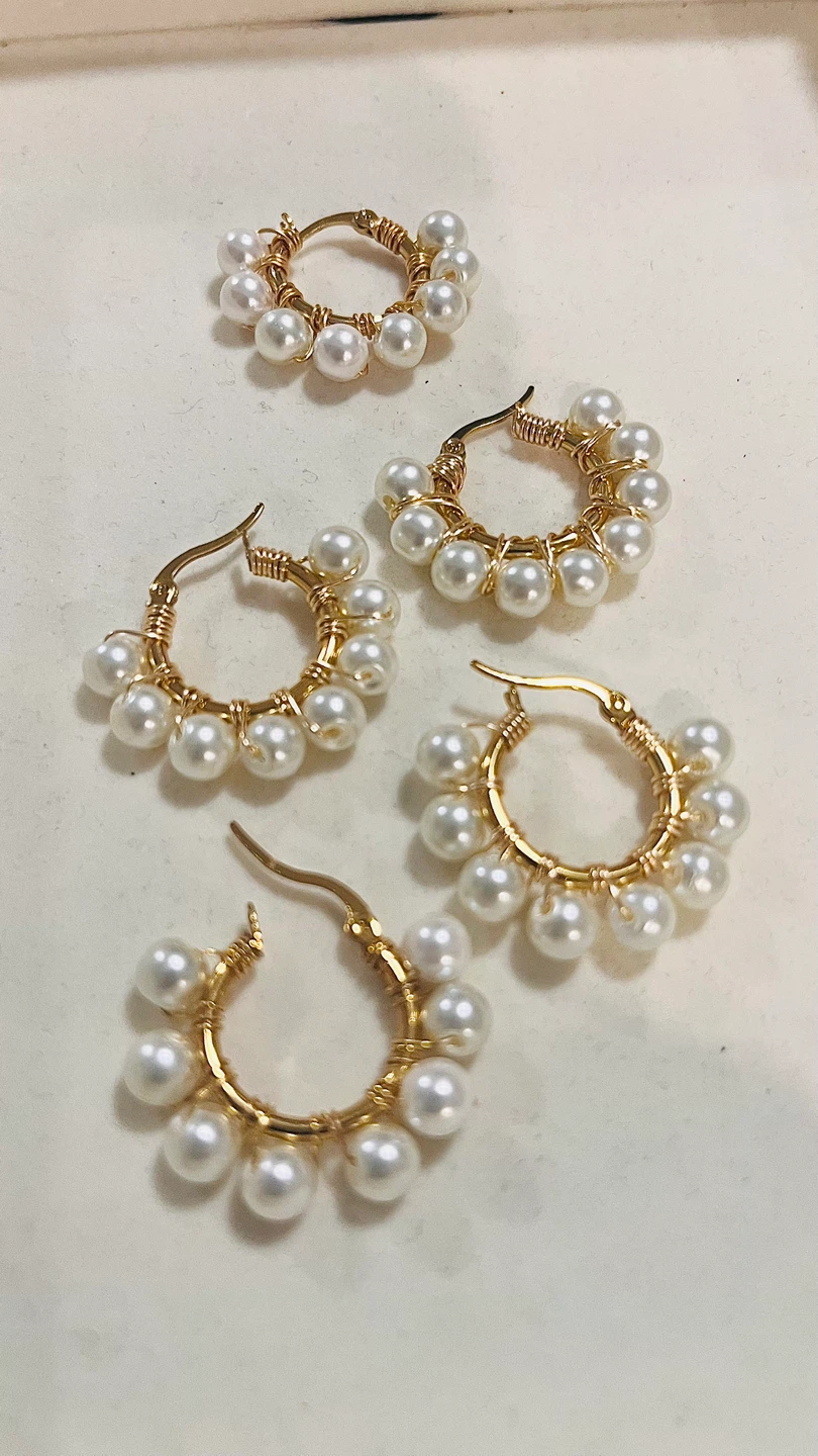 Pearl Hoop Earrings with Gold Wire