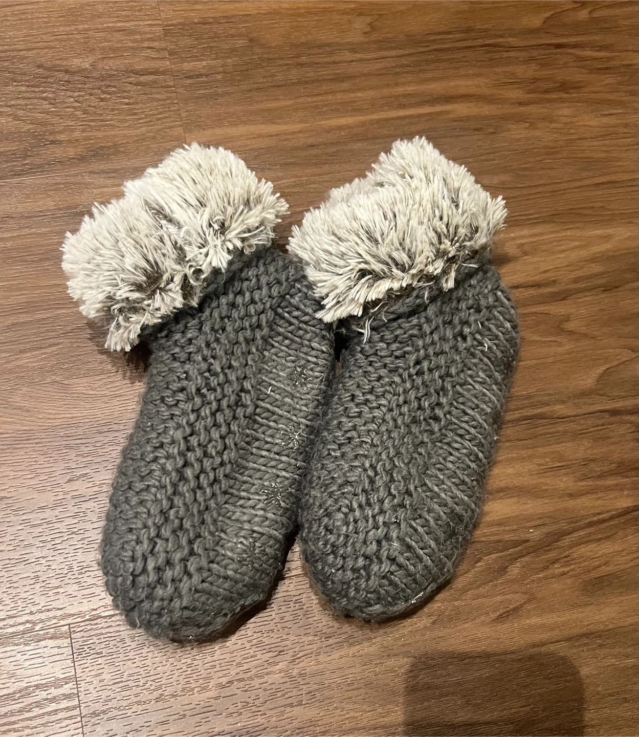 Grey Knit Booties with Fuzzy Trim - photo 2