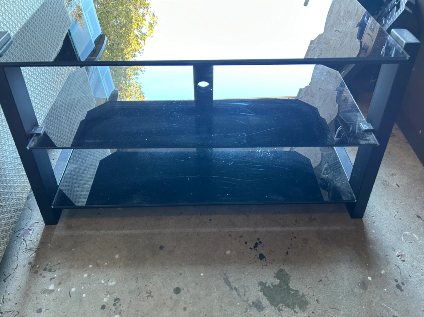Black Glass 3-Shelf TV Stand