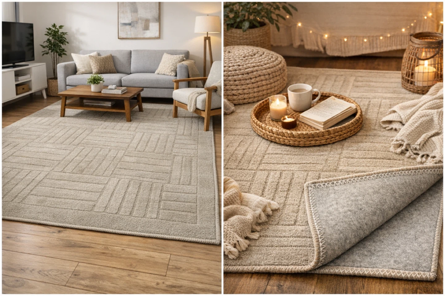 Textured Geometric Area Rug - Beige