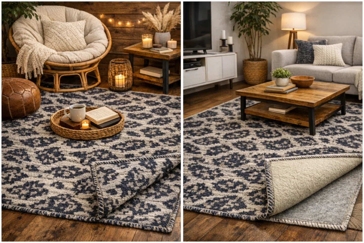 Area Rug - Blue and Beige Pattern