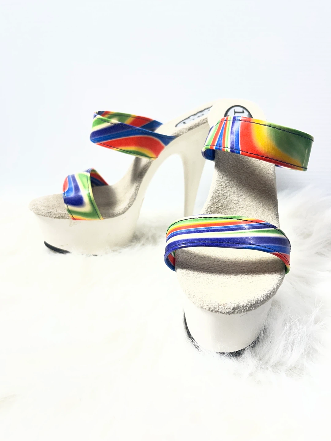 1990s iridescent rainbow and white platform Pleaser heels - photo 3