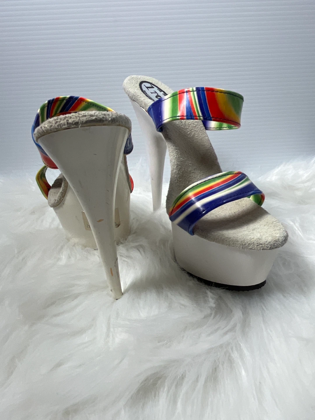 1990s iridescent rainbow and white platform Pleaser heels - photo 5