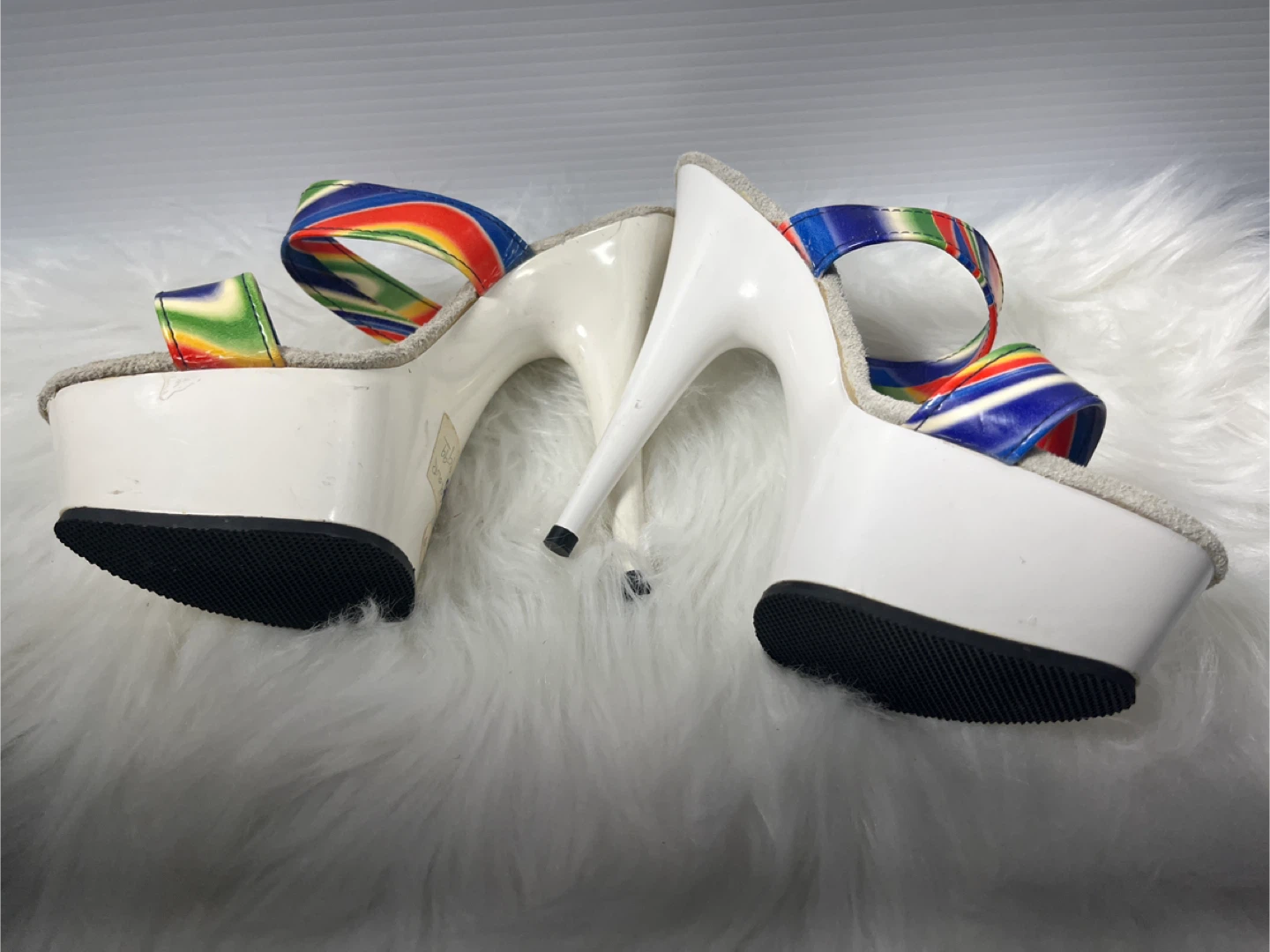 1990s iridescent rainbow and white platform Pleaser heels - photo 4