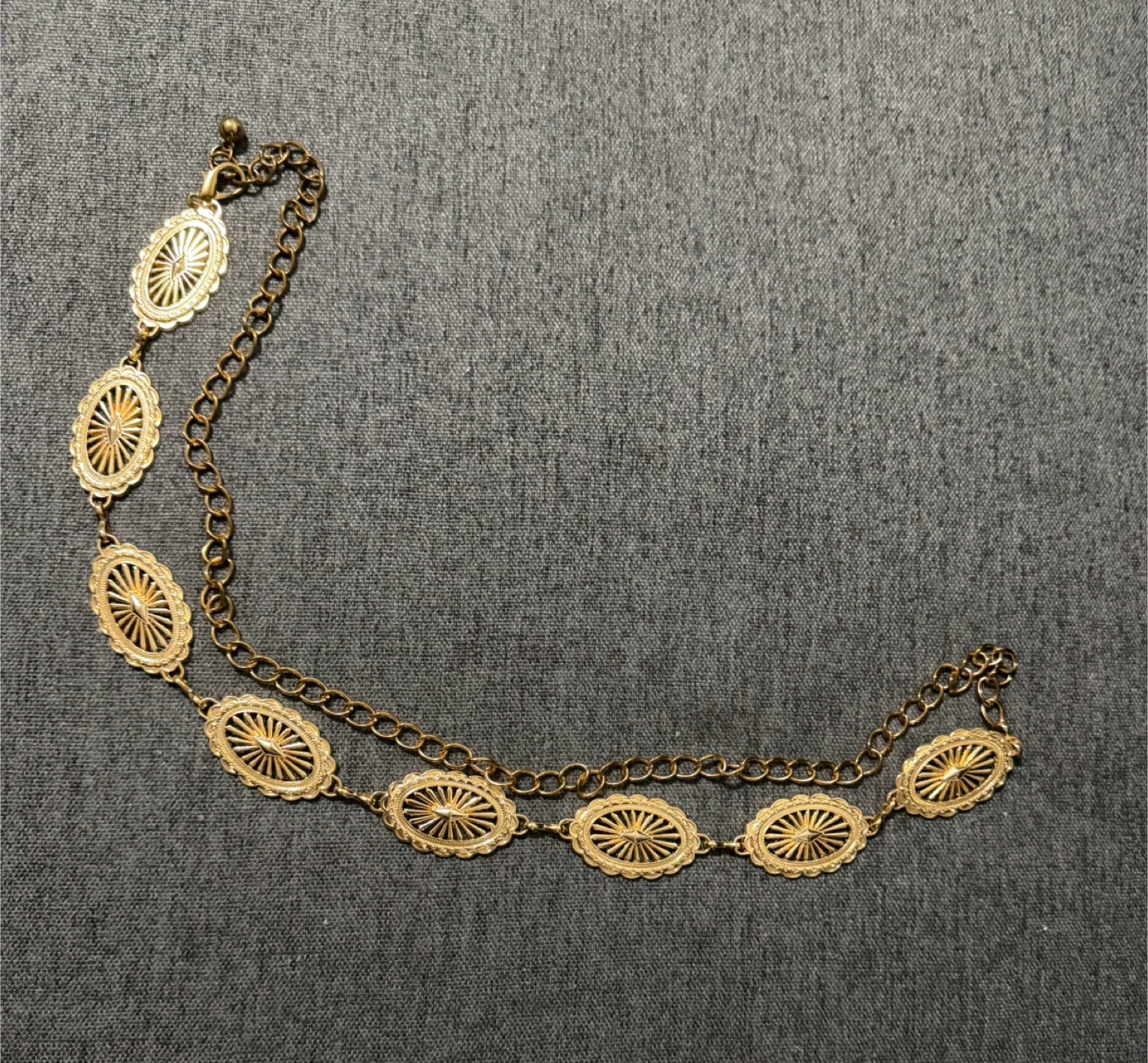 Gold-tone Chain Belt with Oval Medallions