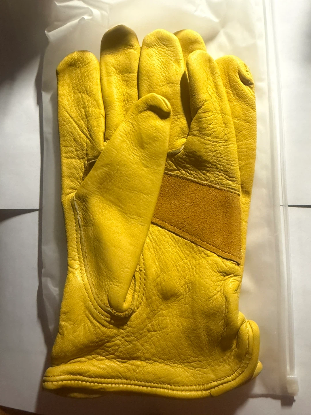 Yellow Leather Work Gloves - XL