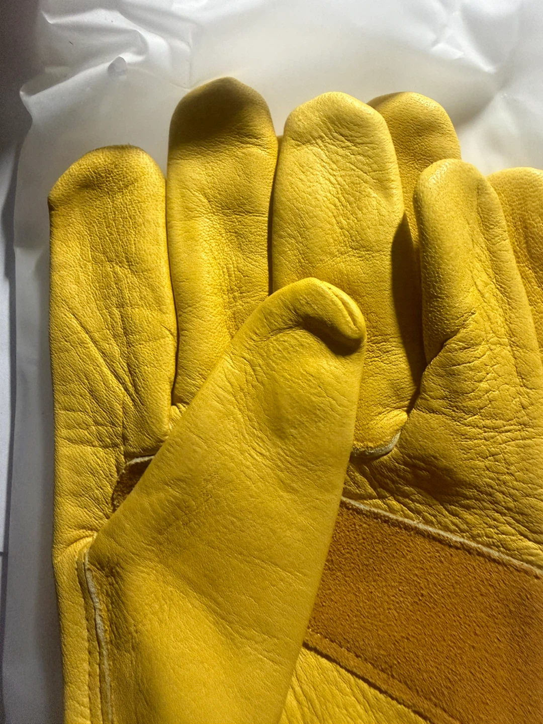 Yellow Leather Work Gloves - XL - photo 2