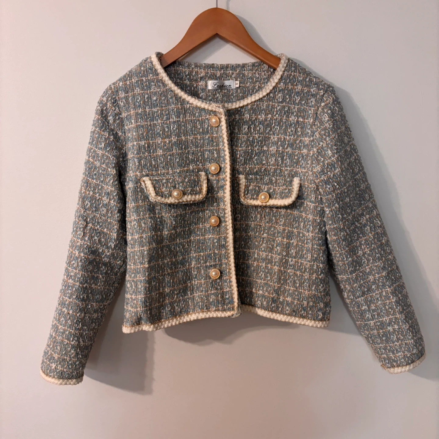 Blue Tweed Jacket and Skirt Set Small GUC - photo 2