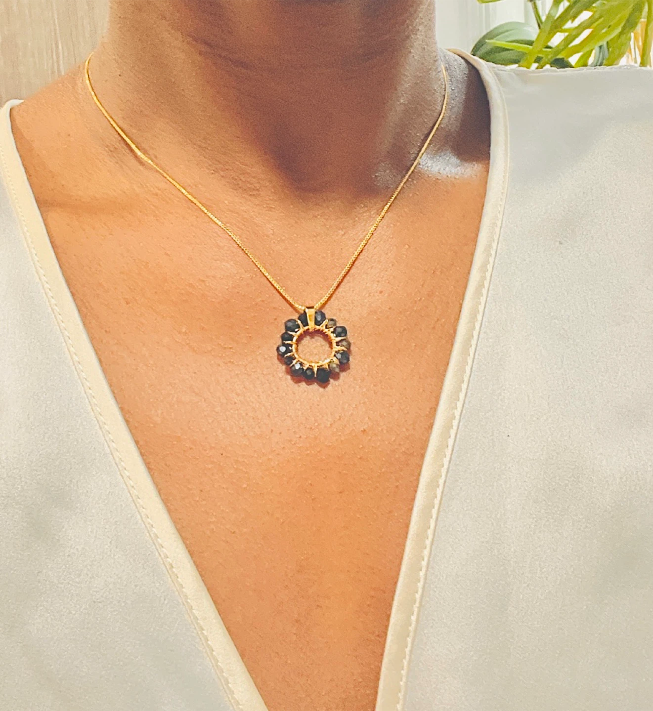 Gold-tone Necklace with Red Beads - photo 2