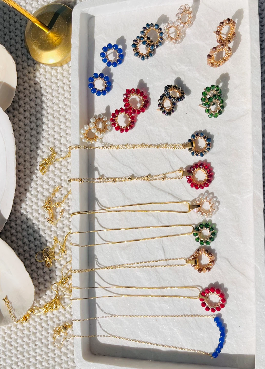 Gold-tone Necklace with Red Beads - photo 4