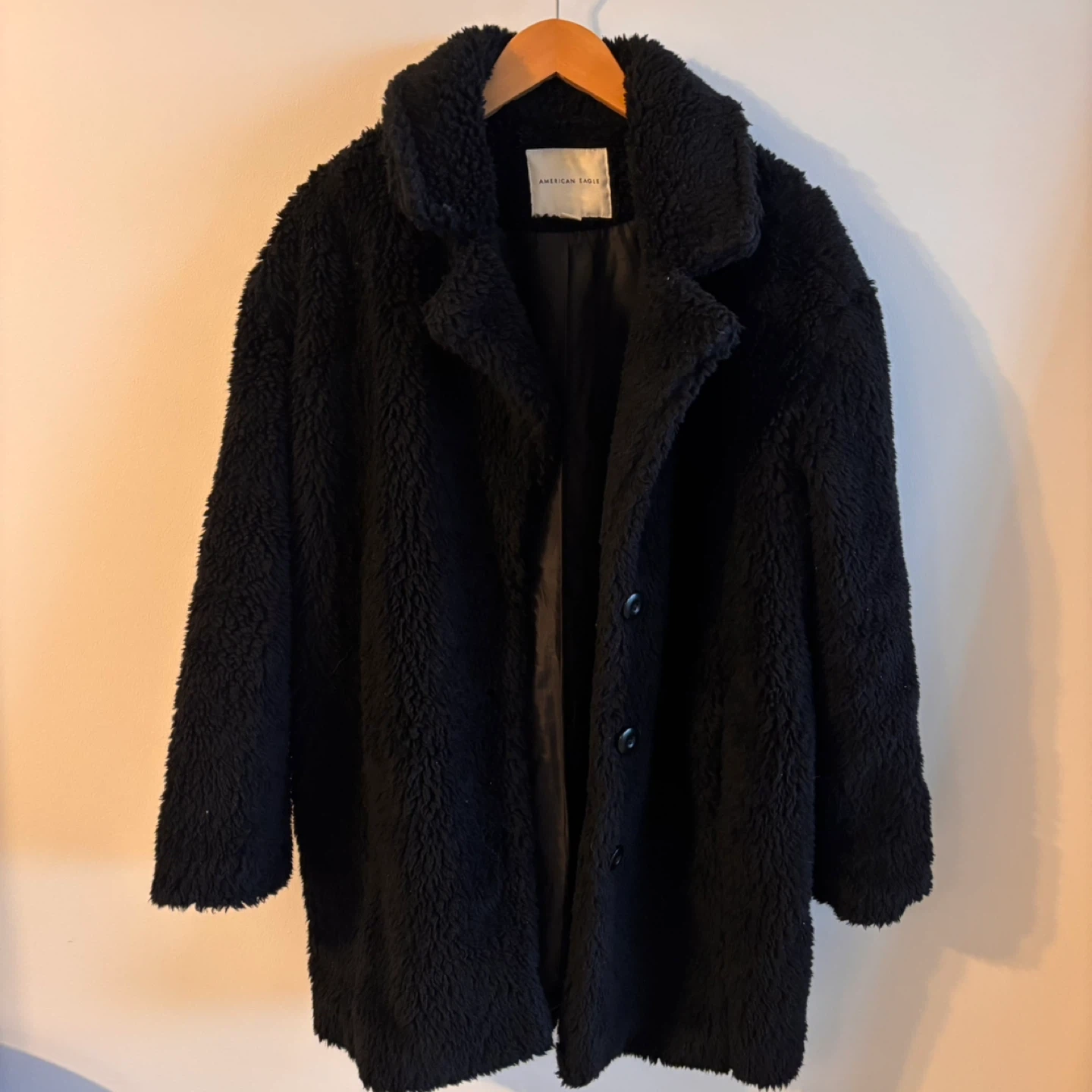 American Eagle Black Teddy Coat - Size S