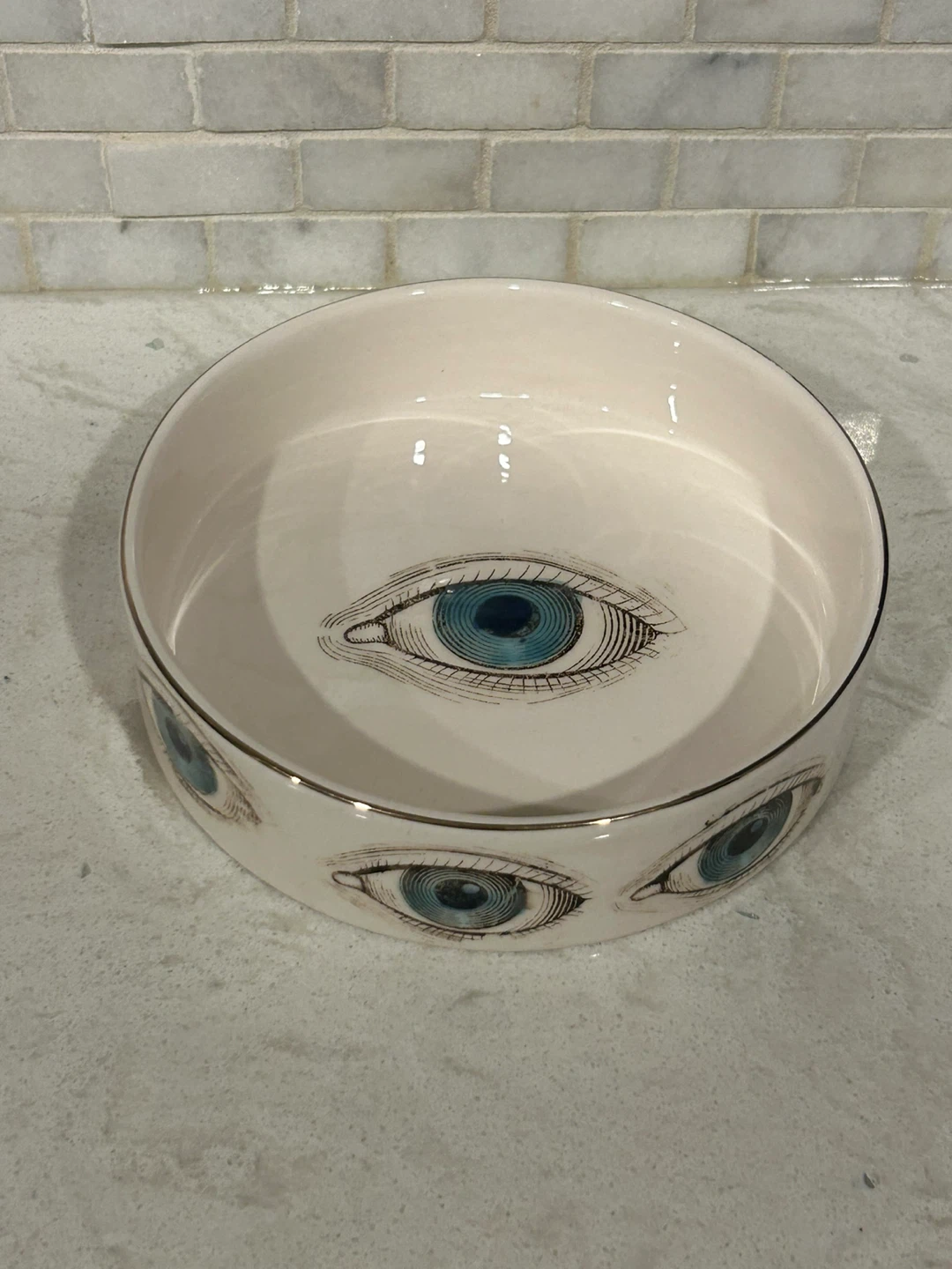 Decorative Ceramic Jar and Dish with Eye Motif - photo 4