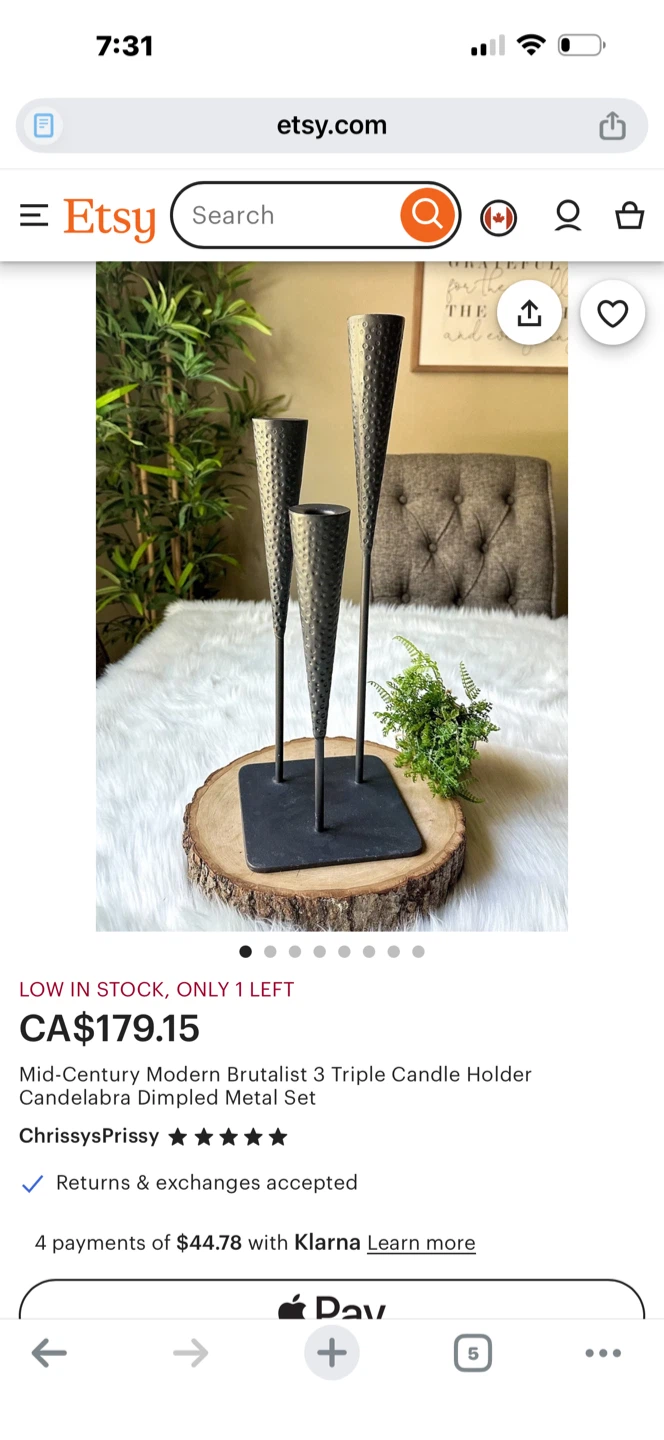 Mid Century Modern Brutalist 3 Candleholder Iron Candelabra - photo 2
