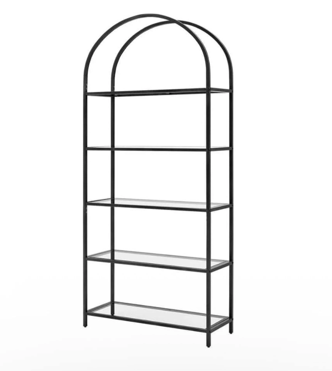 5-Tier Glass Bookcase Shelf – 183.5 cm – Modern Black – NEW - photo 4