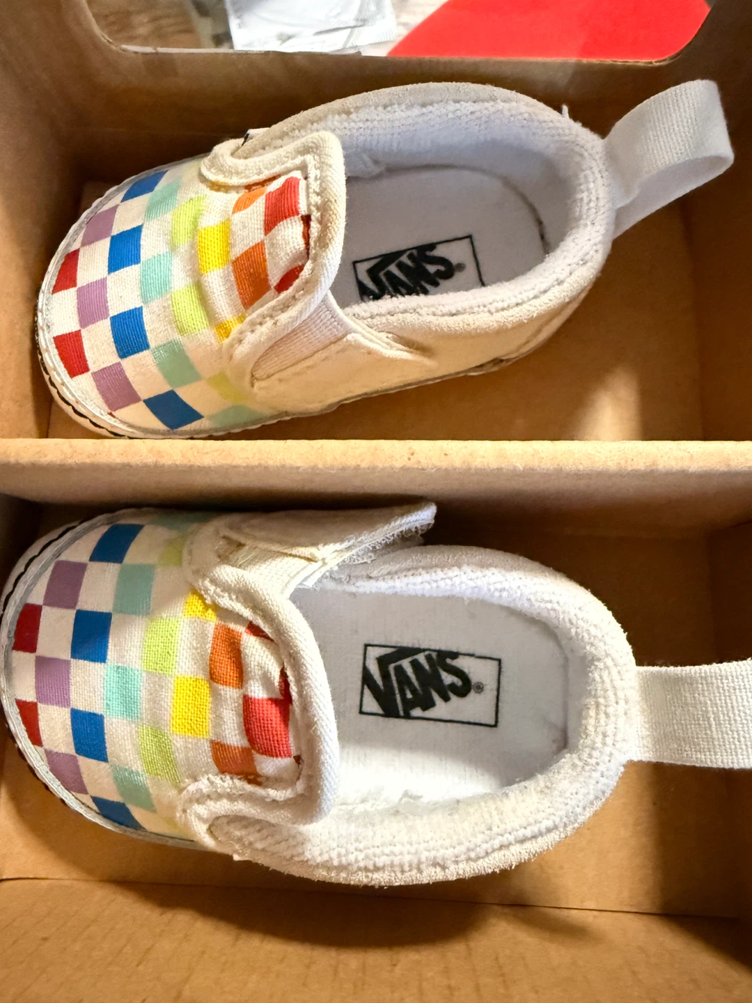 Vans Slip-On V Crib Crib Shoes Rainbow Checkerboard Size 3.0 - photo 2