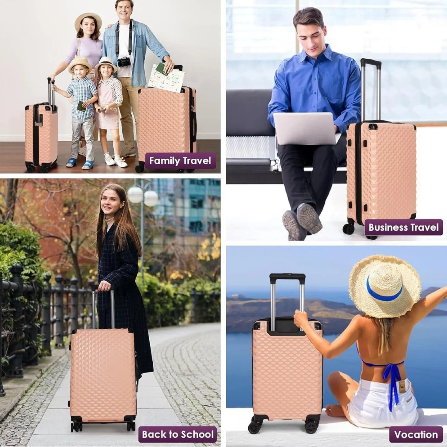 Rose Gold Hardshell Luggage Set of 3 - photo 2