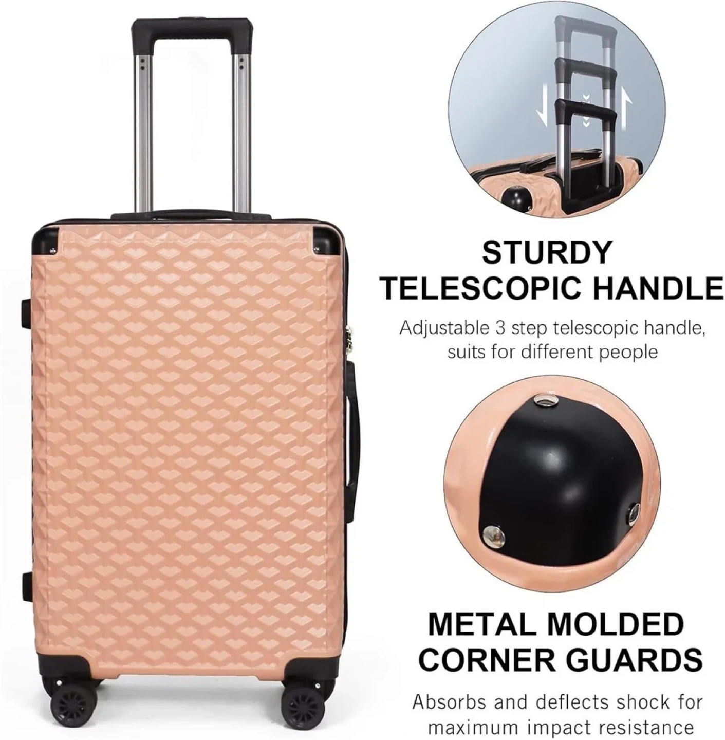 Rose Gold Hardshell Luggage Set of 3