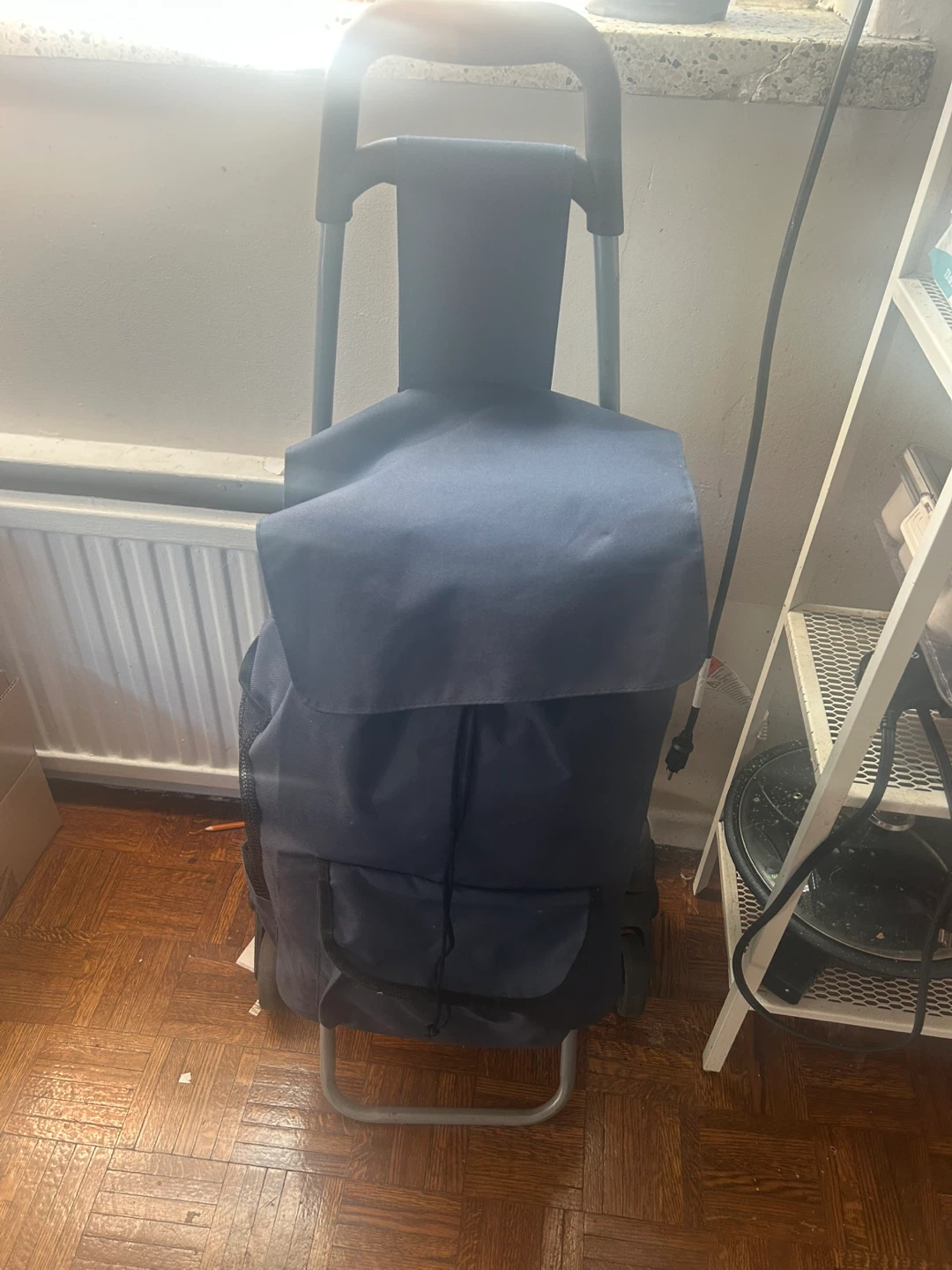 Navy Blue Rolling Shopping Cart