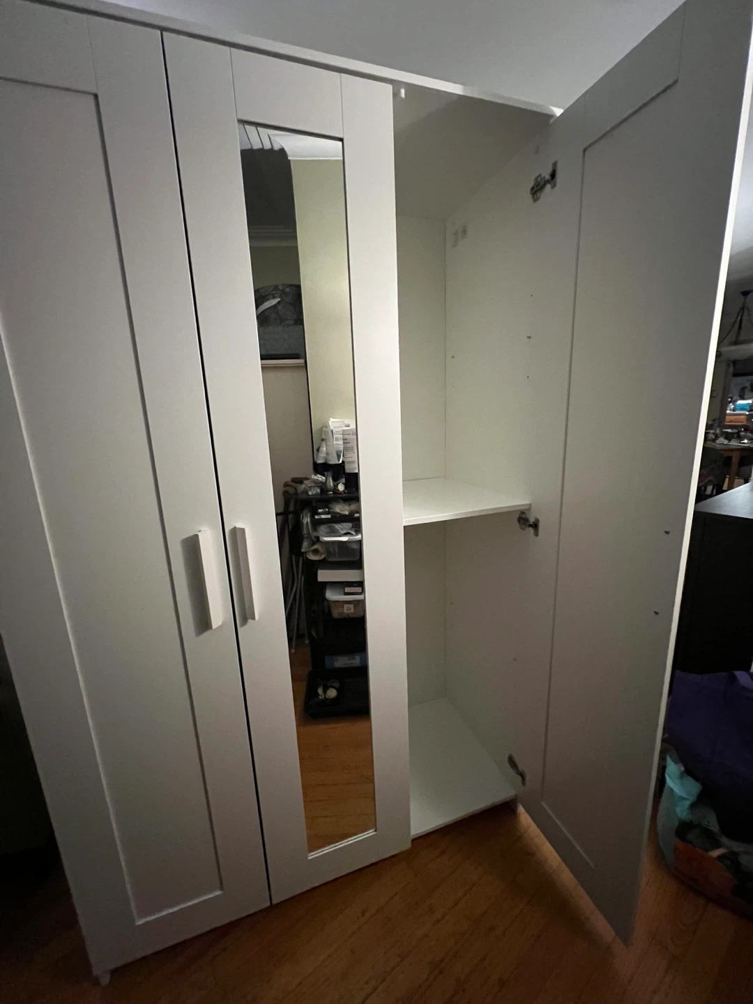 IKEA Brimnes wardrobe, white with three doors, one mirrored - photo 3