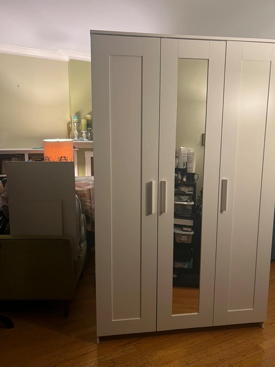 IKEA Brimnes wardrobe, white with three doors, one mirrored