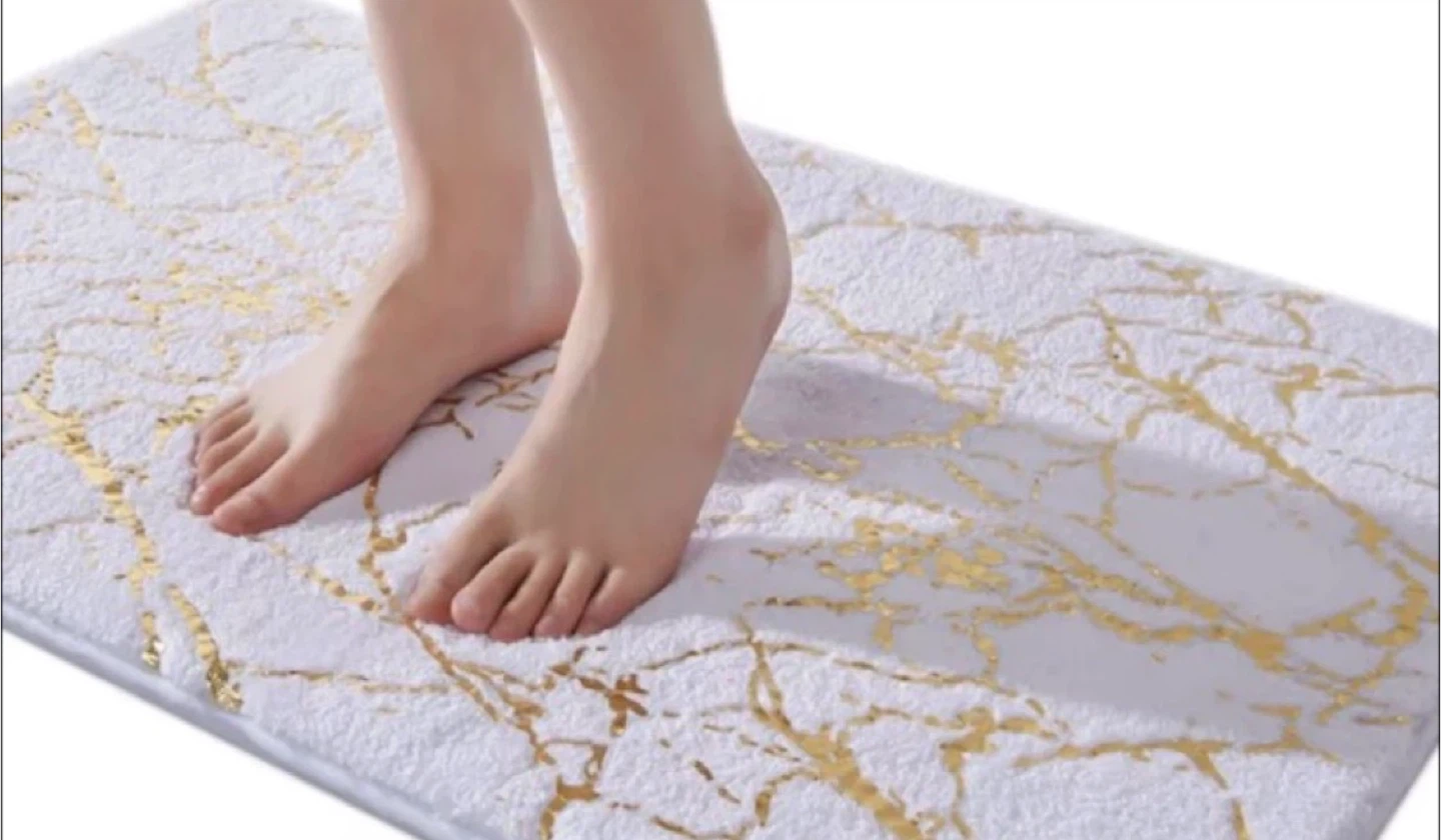 Sultan's Linens Bath Mat 17x30" Marble Gold