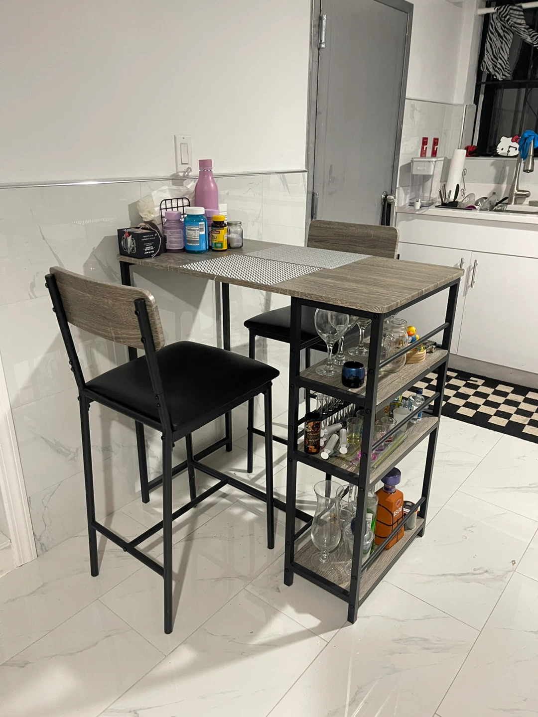 3-Piece Bar Table Set with 2 Chairs