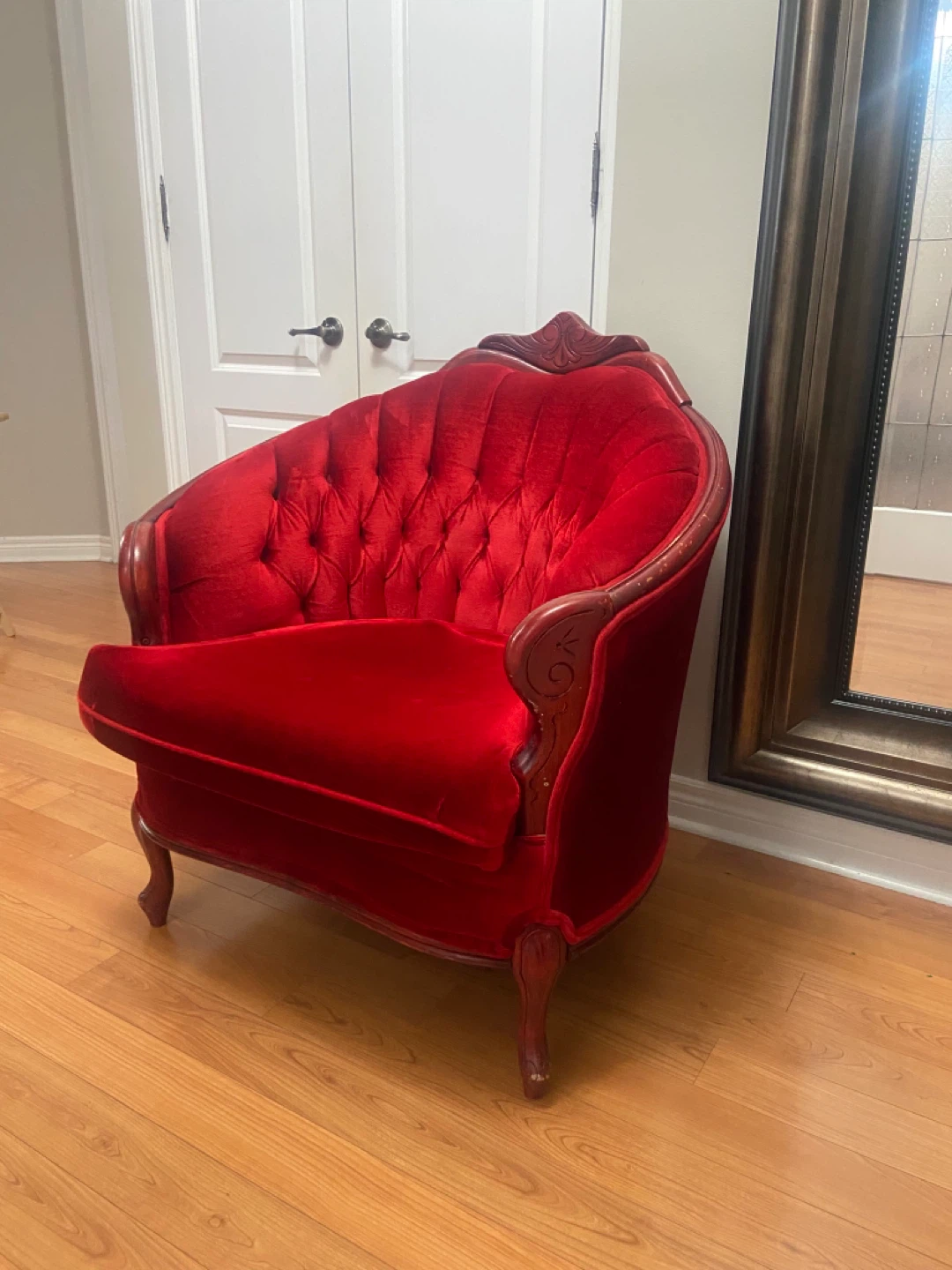 Red Velvet Accent Chair
