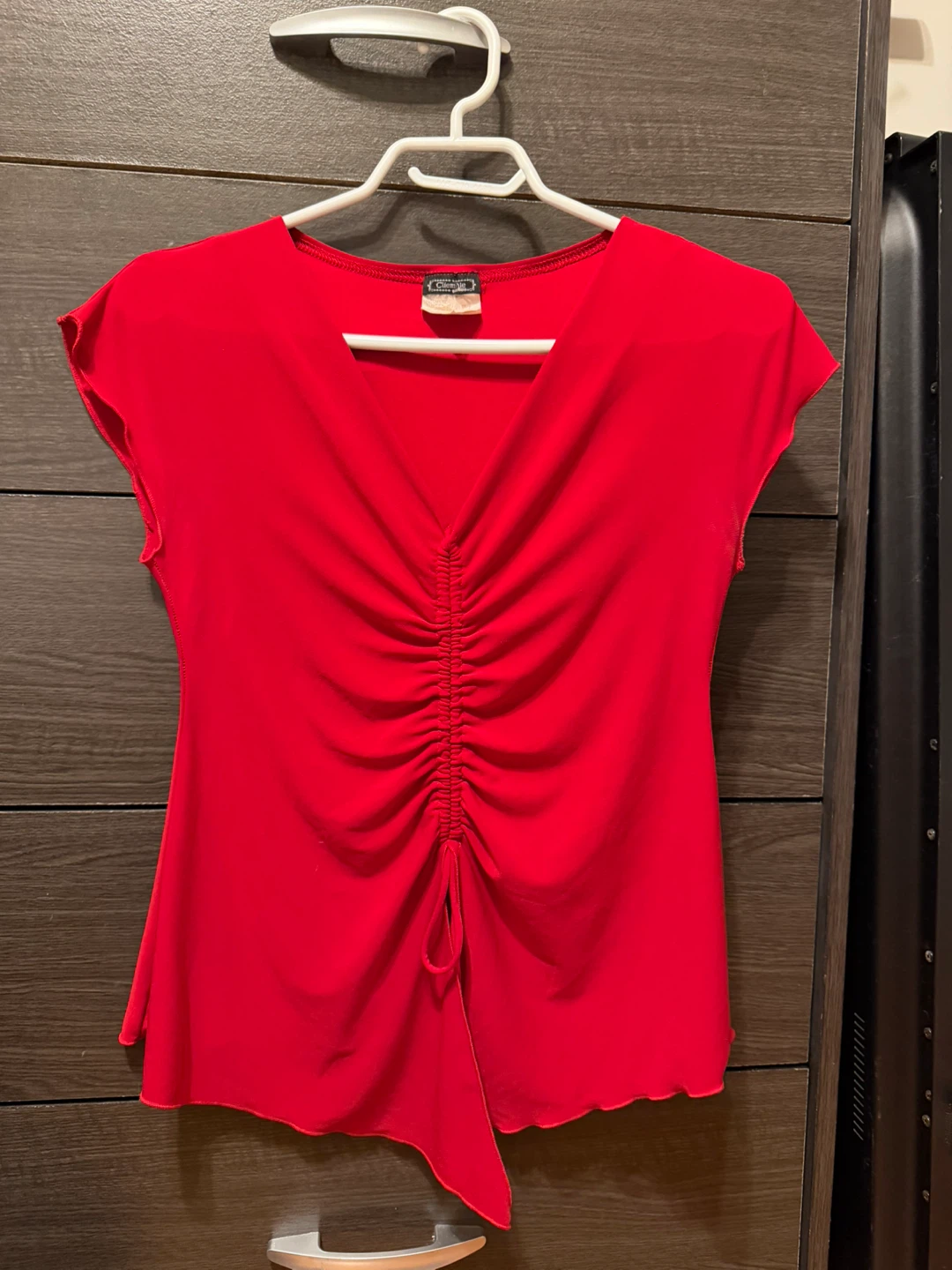 Stretchy Ruched V-Neck Top Y2K fairy style