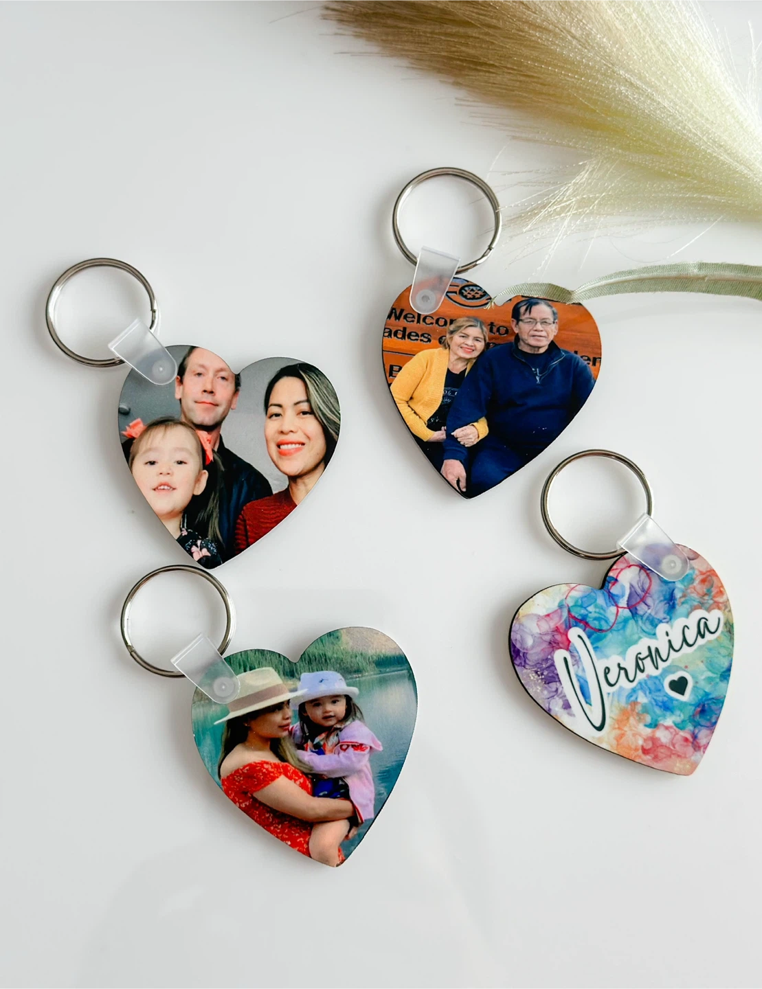 Customized Photo Heart Keychain