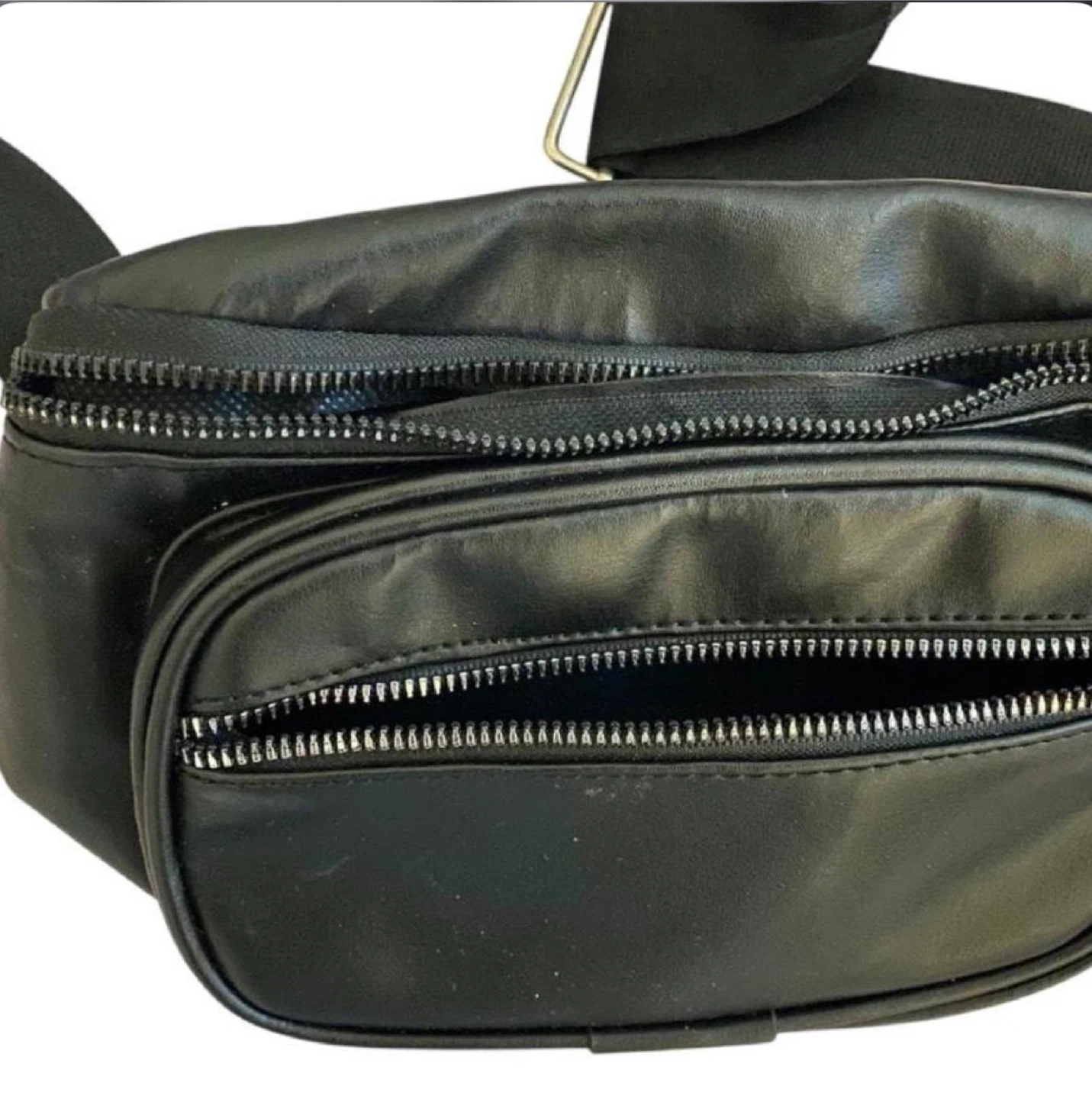 Black Faux Leather Fanny Pack Bum Bag - photo 3