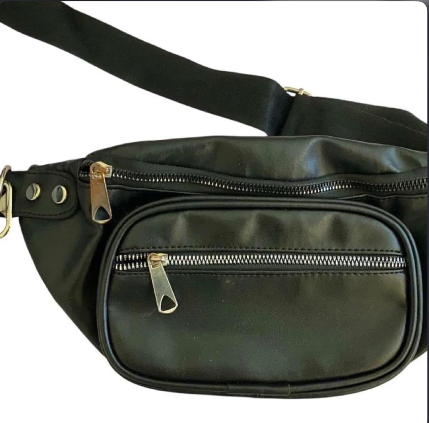 Black Faux Leather Fanny Pack Bum Bag - photo 5