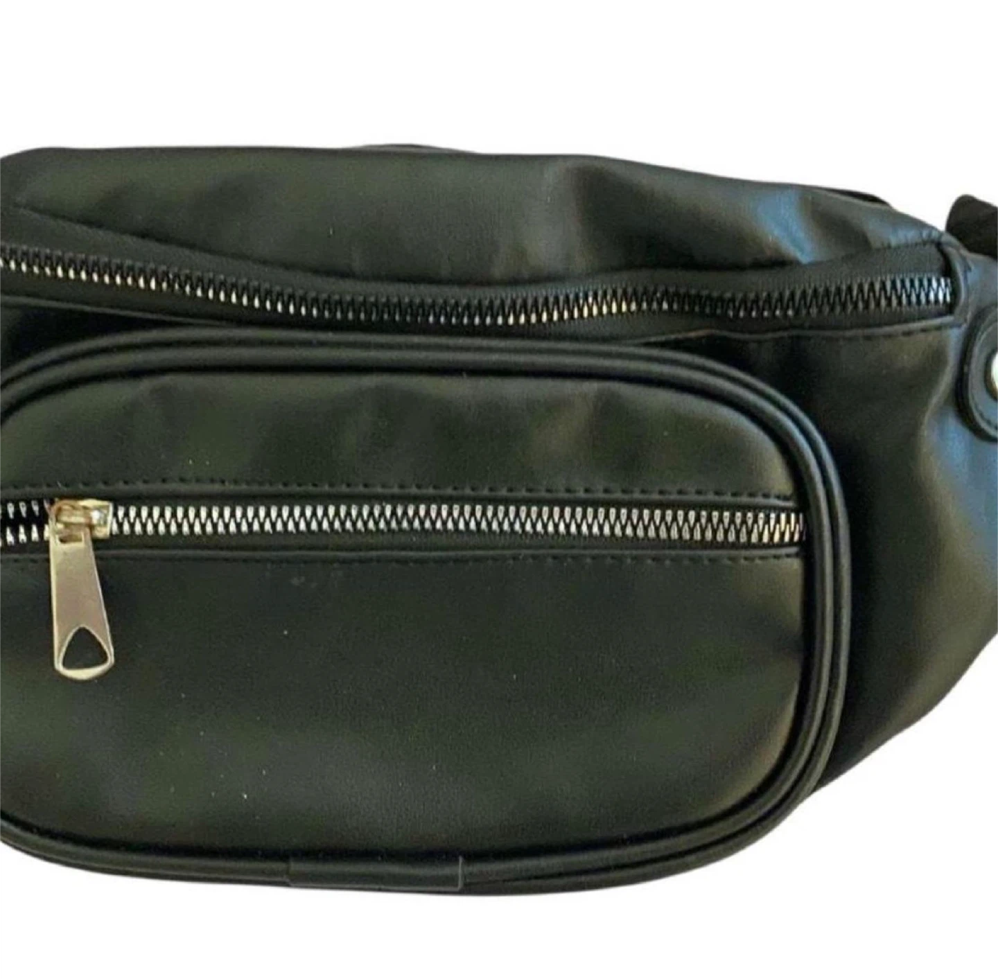 Black Faux Leather Fanny Pack Bum Bag - photo 2