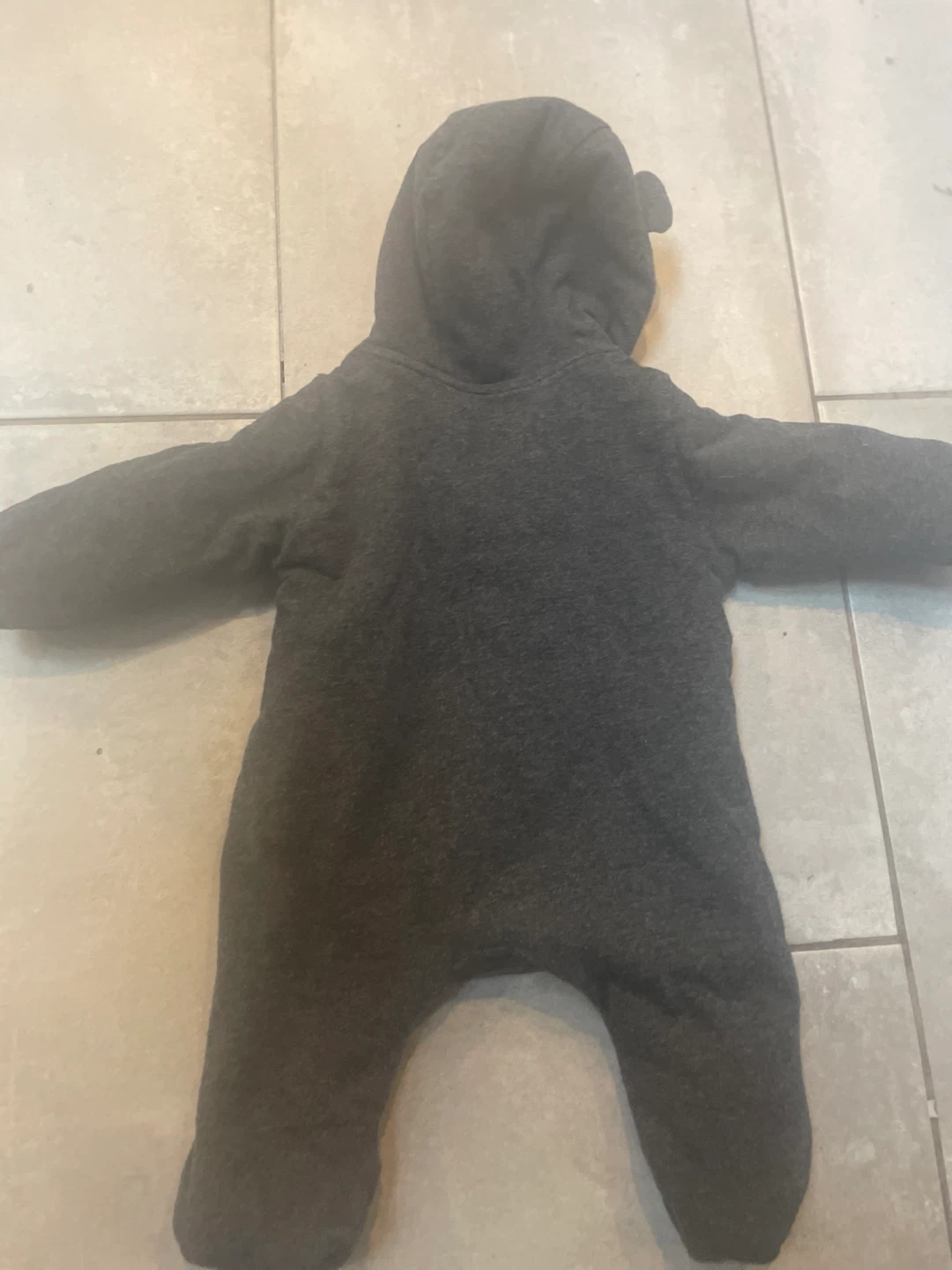 Grey Sherpa Lined Hooded Bunting Suit with Bear Ears - photo 3