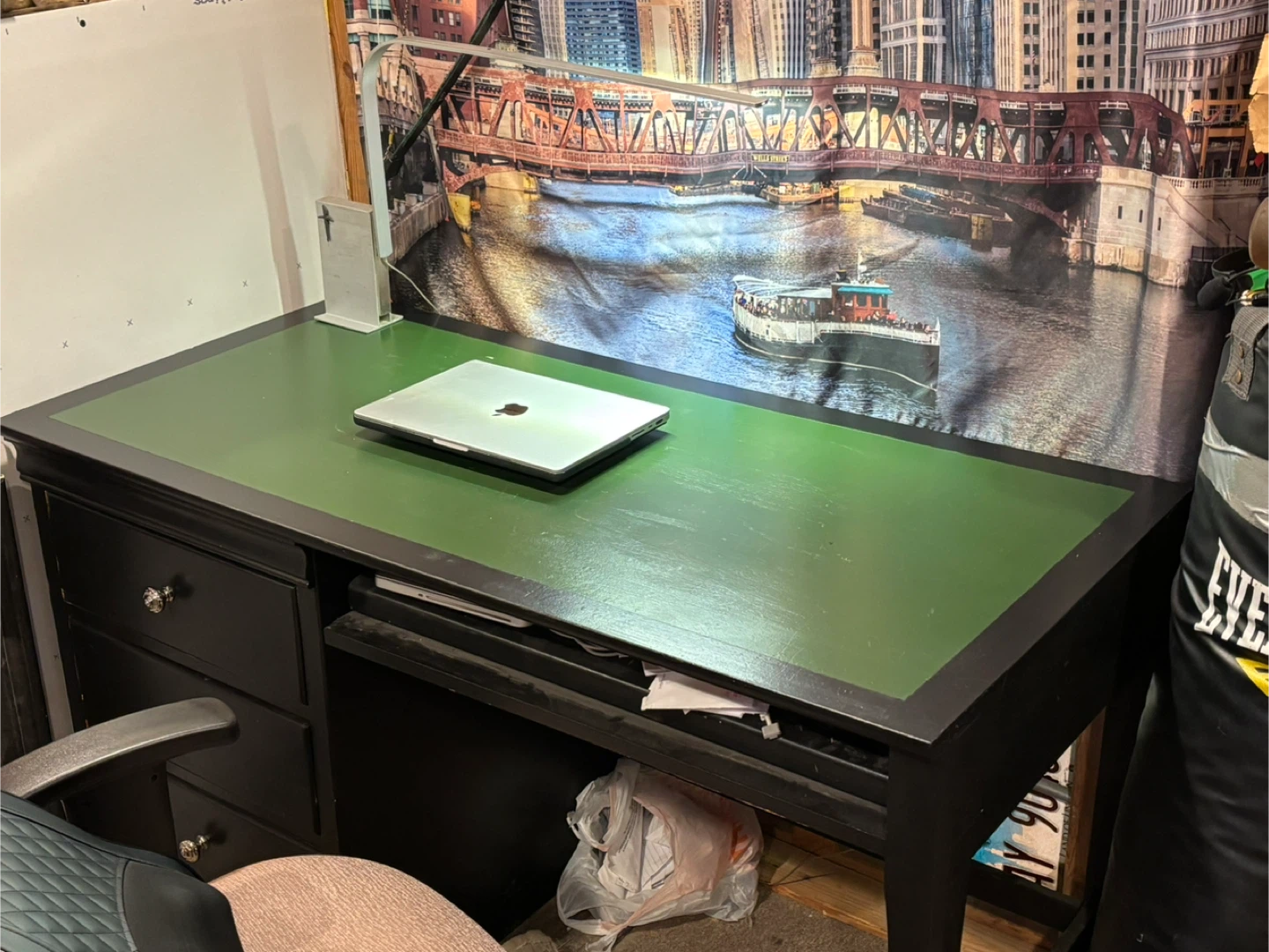 Stanley Furniture Desk with Green Top and Drawers - photo 3