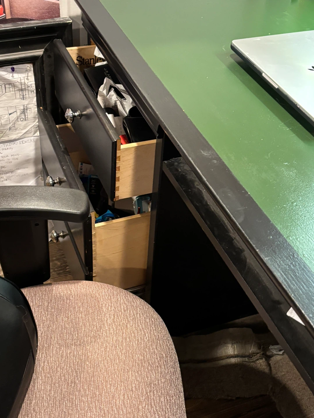 Stanley Furniture Desk with Green Top and Drawers - photo 4