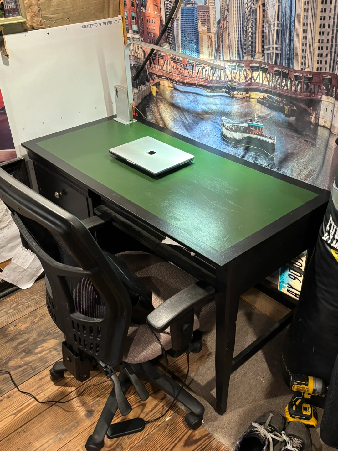 Stanley Furniture Desk with Green Top and Drawers