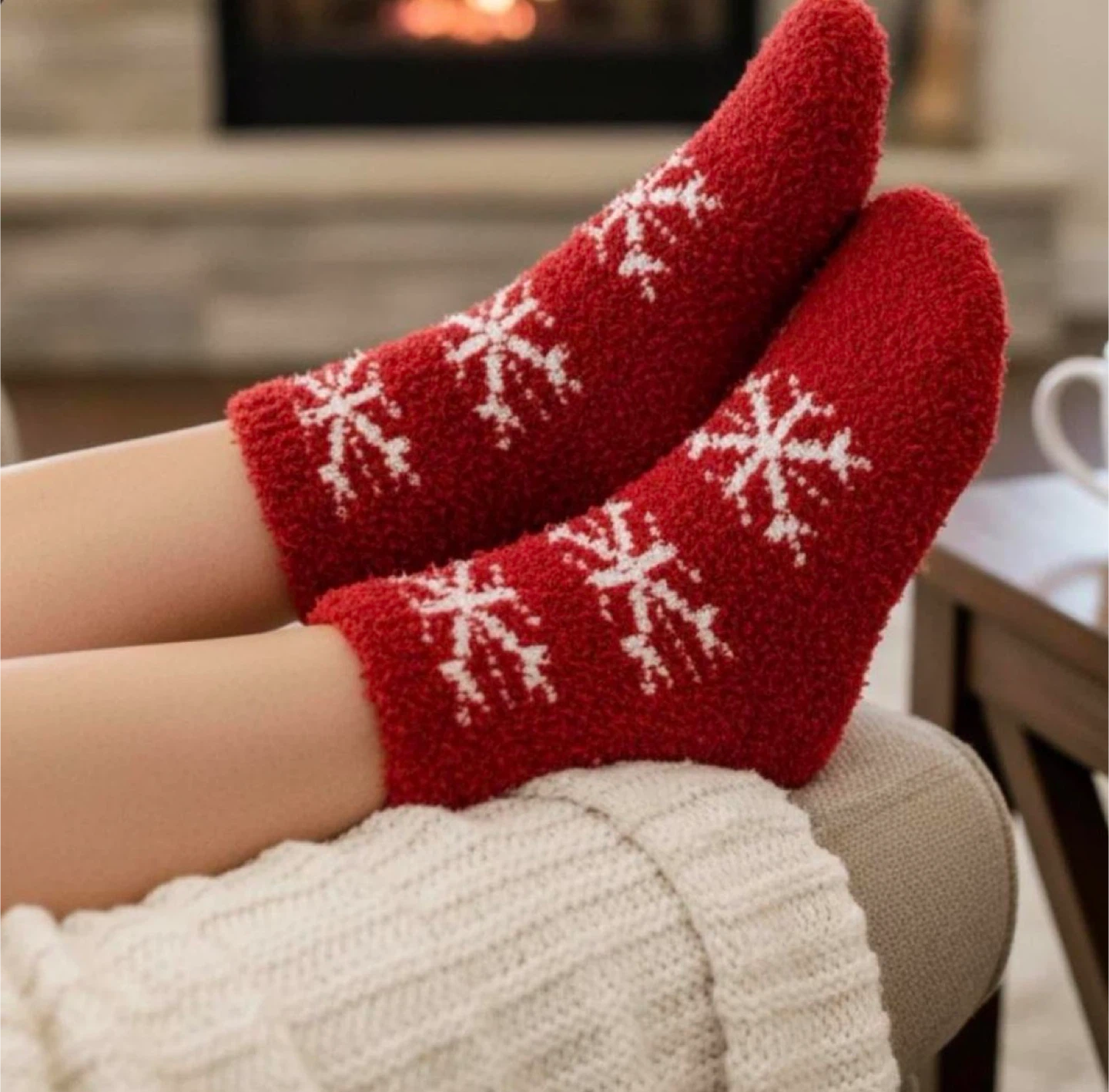 Charter Club Red Snowflake Super Soft Socks