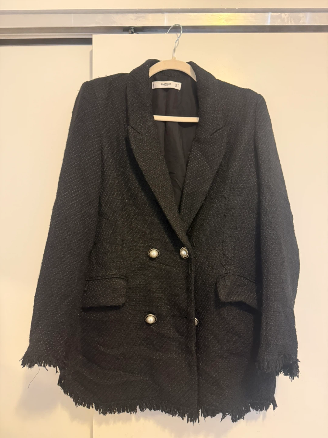 Mango Black Tweed Blazer Size M