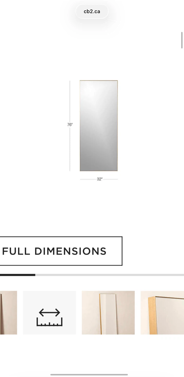 CB2 Infinity Brass Floor Mirror 32”x76” - photo 5
