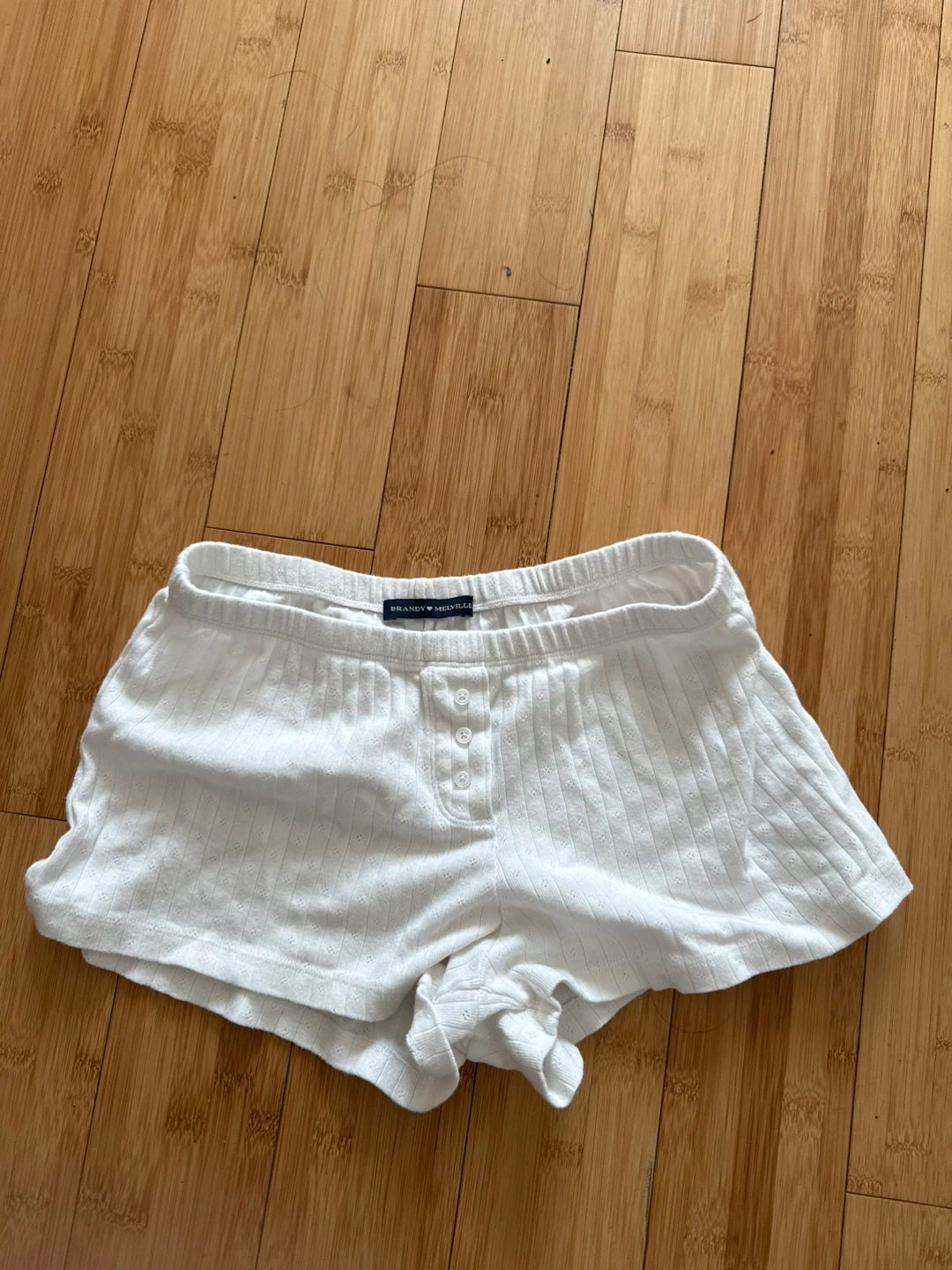 Brandy Melville White Ribbed Henley Shorts