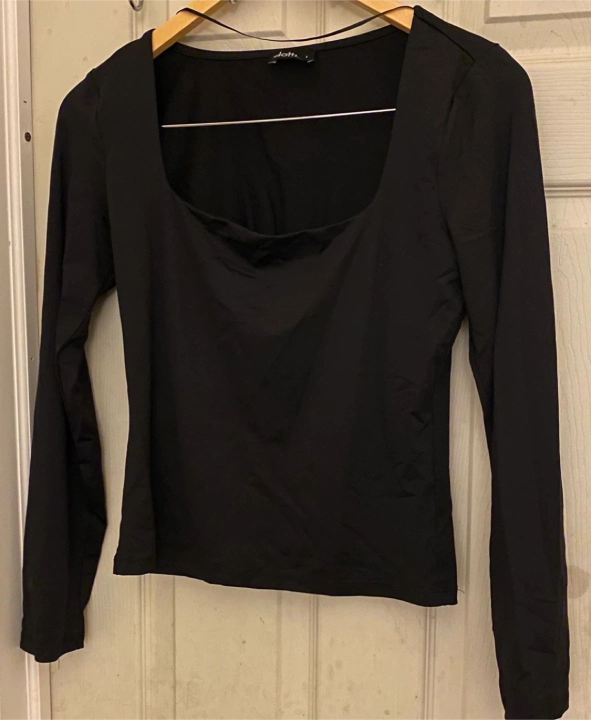 Dotti Black Square Neck Long Sleeve Top - Size S - photo 2