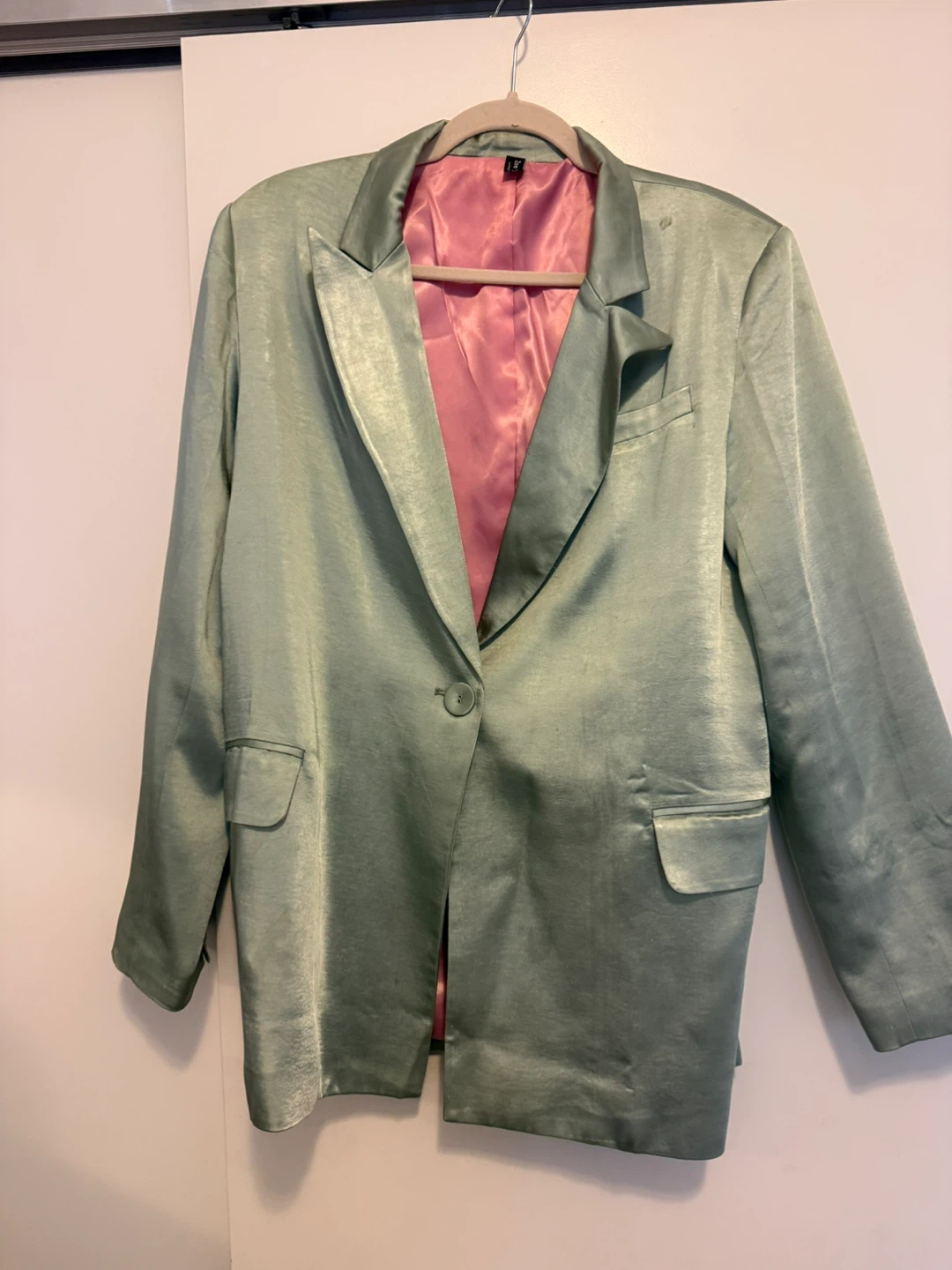 Mint Green Satin Blazer and Shorts Set