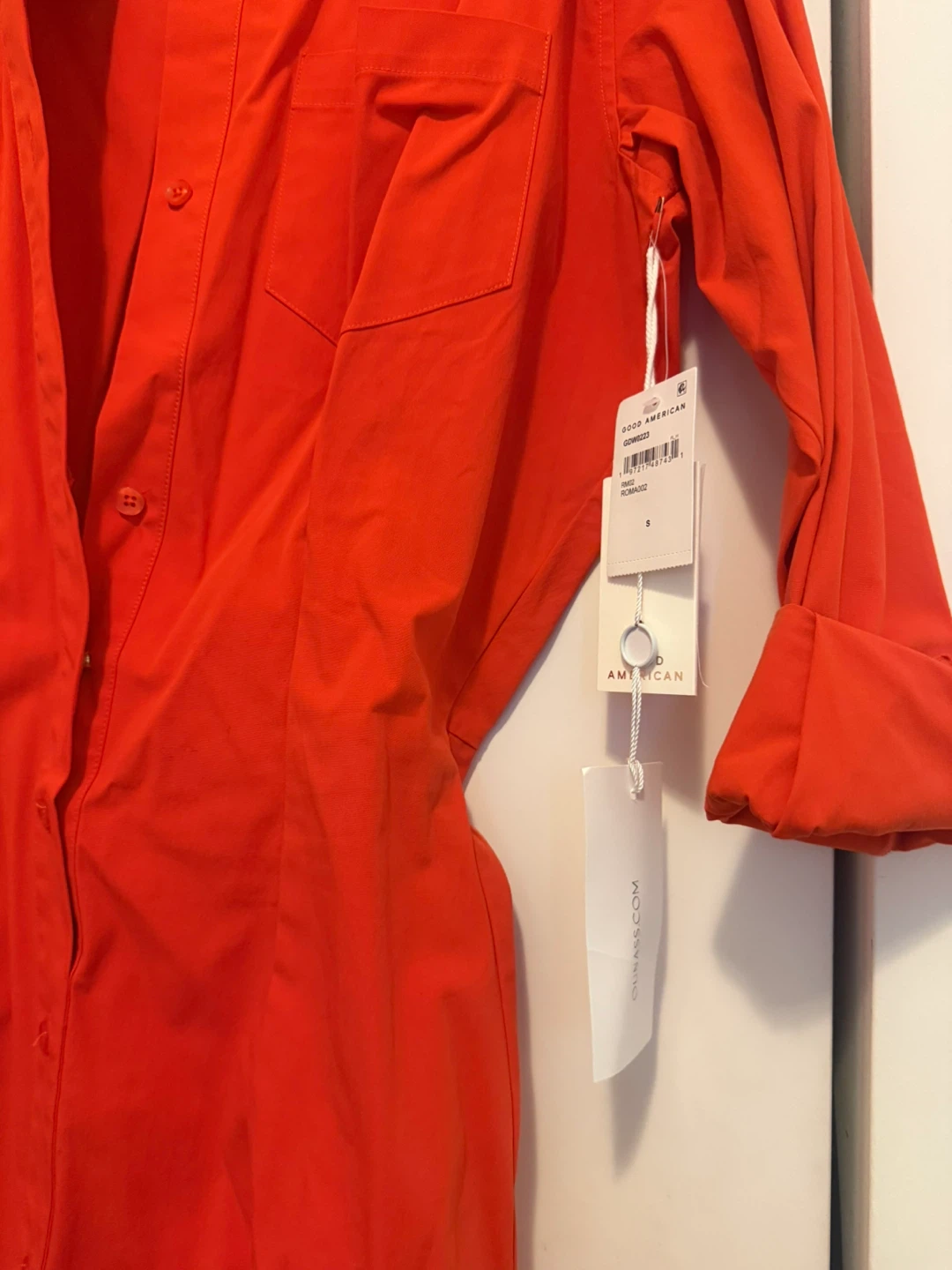 Good American Orange Button-Up Shirt Dress - photo 3