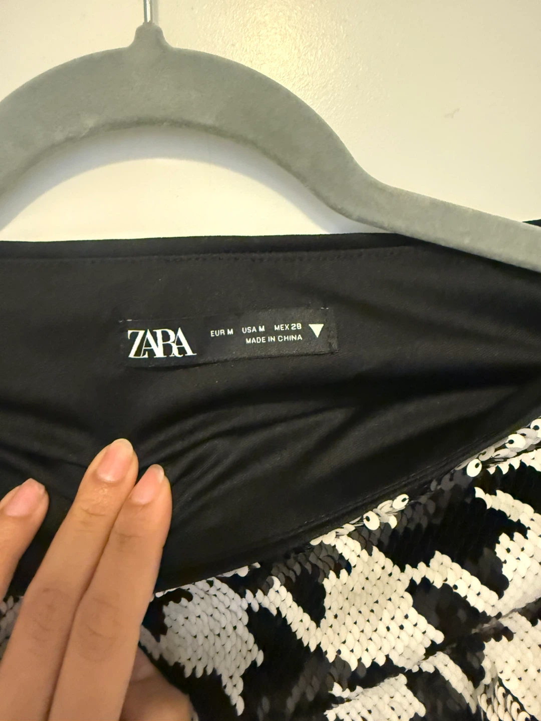 ZARA Sequin Houndstooth Crop Top and Skirt Set - photo 4