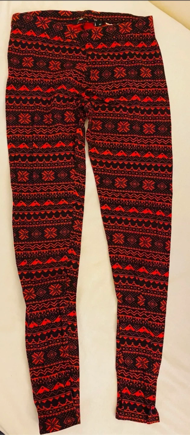 Red & Black Patterned Leggings - photo 2