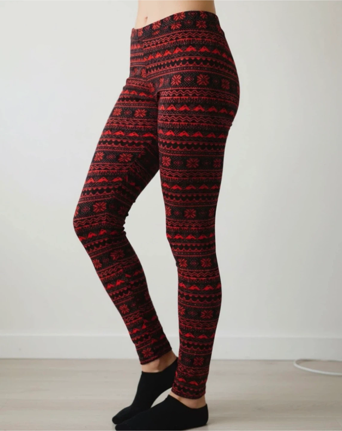 Red & Black Patterned Leggings