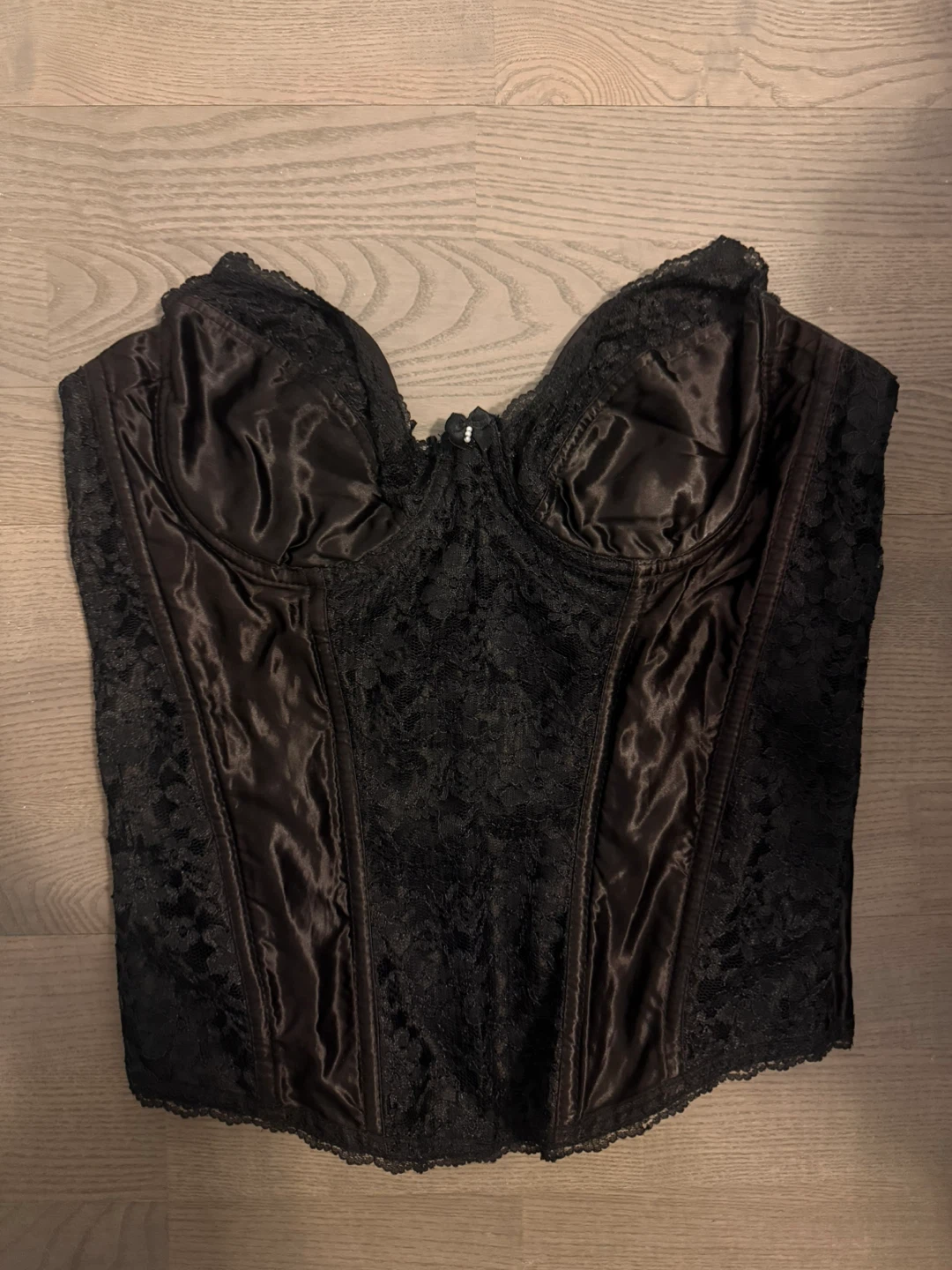 Black and brown  Satin and Lace Corset